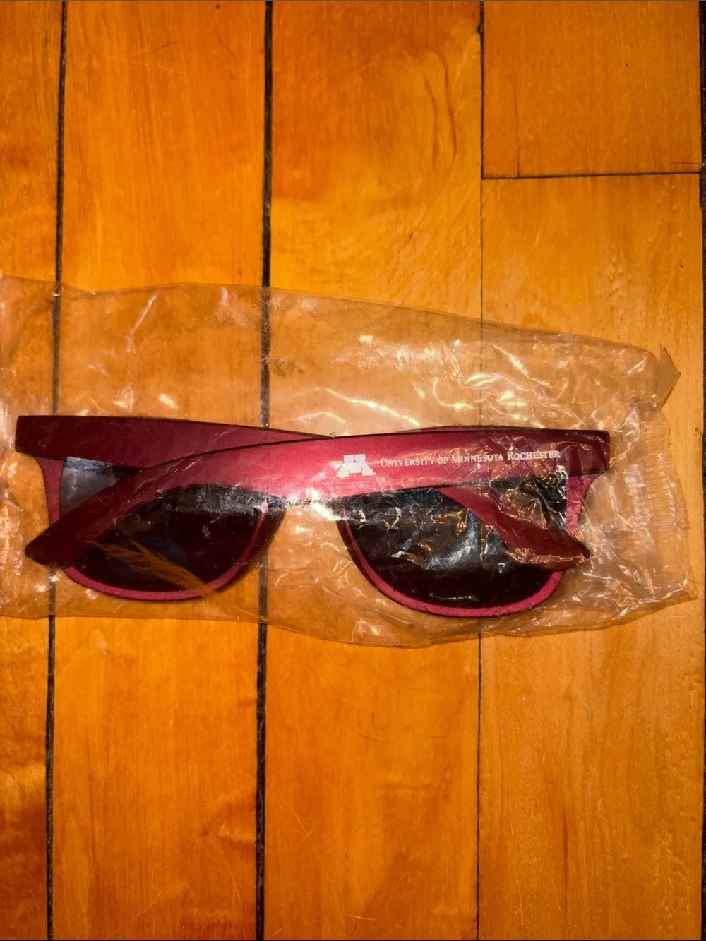 Stylish University of Minnesota Rochester Burgundy Sunglasses with Dark Lenses